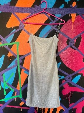 ★ Chic Sparkly Silver Mini Party Dress ★